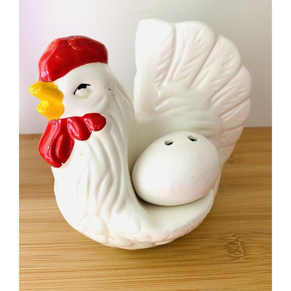 Vintage Hen On Nest Salt Pepper Napkin Holder Ceramic White Country Kitchen - Picture 10 of 10